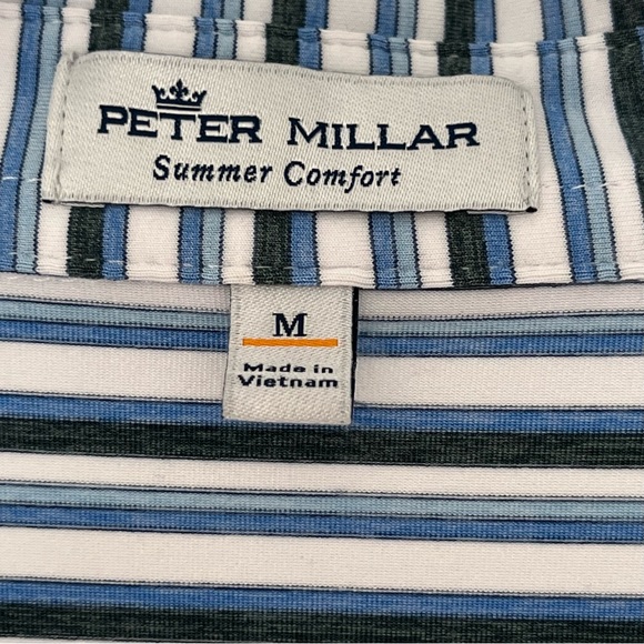 Peter Millar Striped Golf Polo Short Sleeve with Bay Creek Logo, Men’s Medium - Picture 4 of 5
